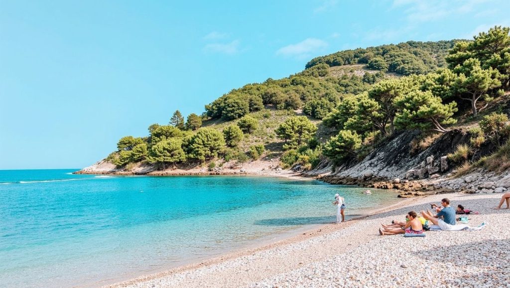 Arena y mar en Knezica, Grad Komiža, Vis