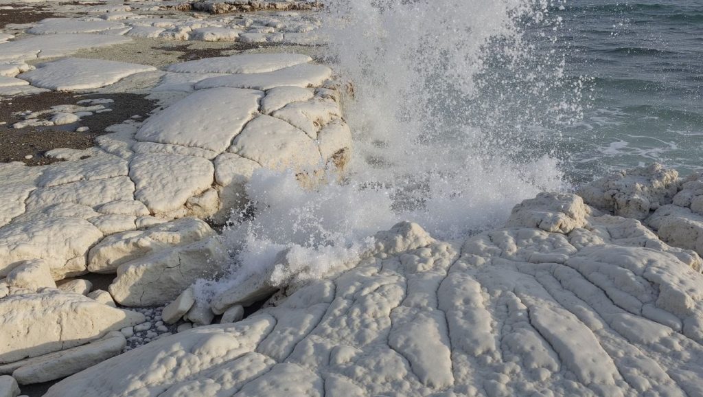Detalle de arena y agua en Kolympos Beach, ?