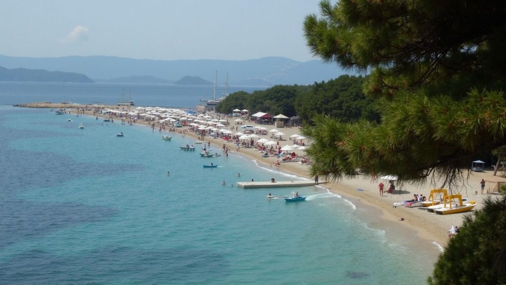 Vista del litoral en Kostanj, Croacia