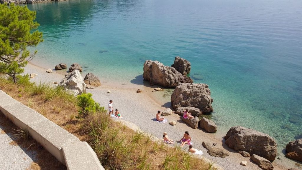 Amplio horizonte marino en Kutleša, Croacia