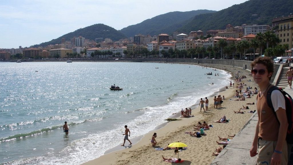 Orilla tranquila de La Pinède, playa de Calvi
