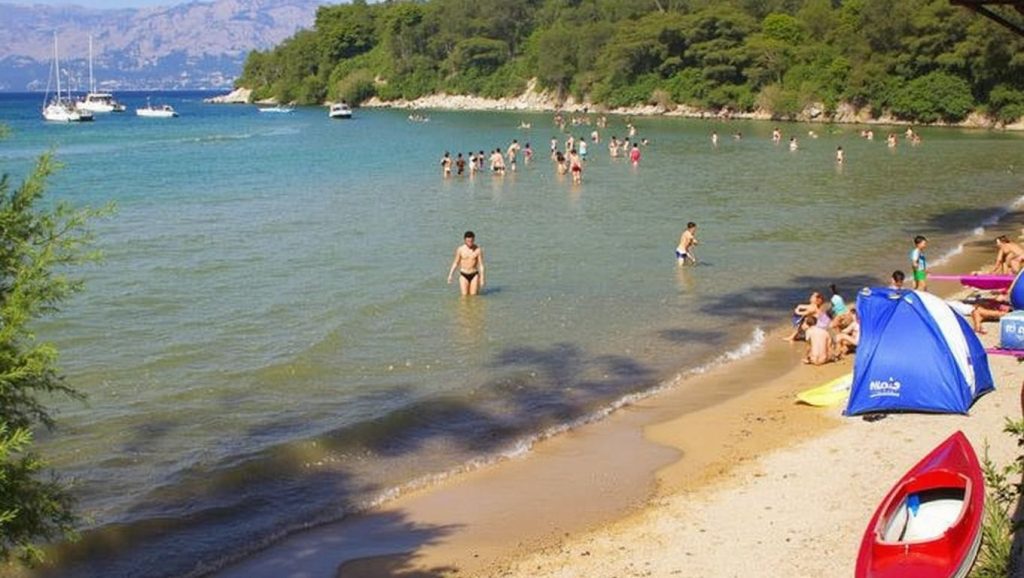 Primer plano de la orilla de Lovrečina, Croacia