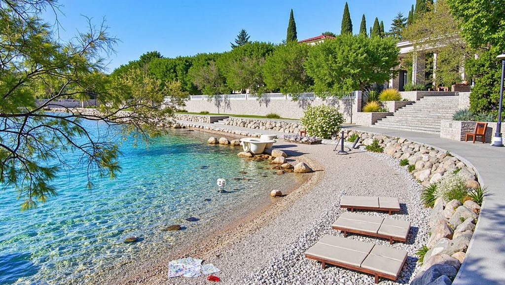 Panorámica completa de Majerovica, playa de Croacia