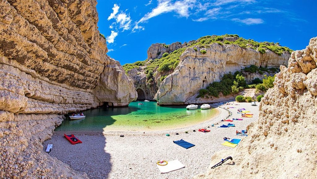 Vista del litoral en Mala Srebrna, Croacia