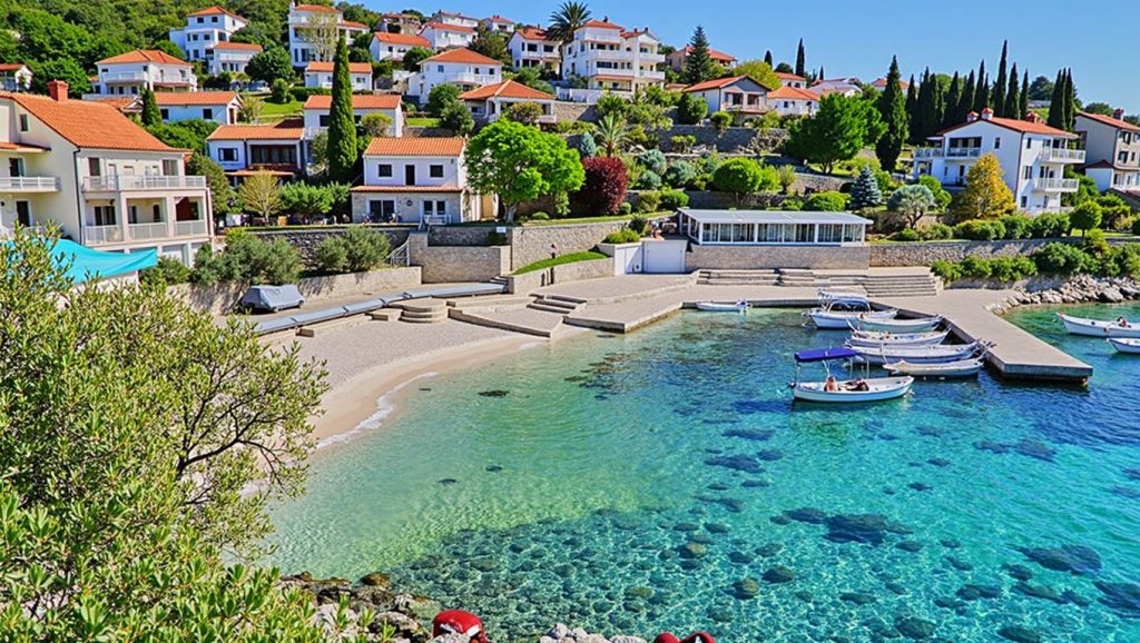 Vista de Mavarštica desde la orilla, Croacia
