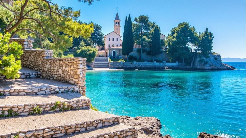 Orilla tranquila de Medovača Cove, playa de Croacia