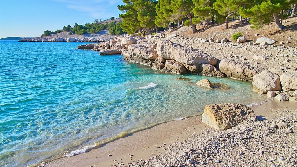 Olas rompiendo en Mekićevica, Grad Hvar