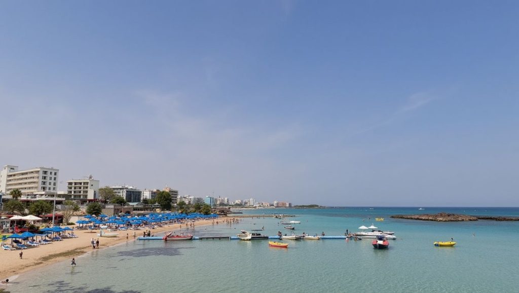 Detalle de arena y agua en Meneou Beach, ?