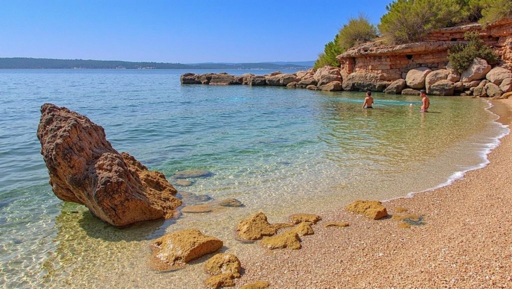 Panorámica de Mlaska Beach con cielo despejado, Općina Sućuraj
