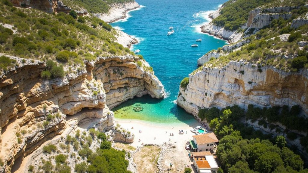 Playa Mlin desde la arena, Grad Komiža, Vis