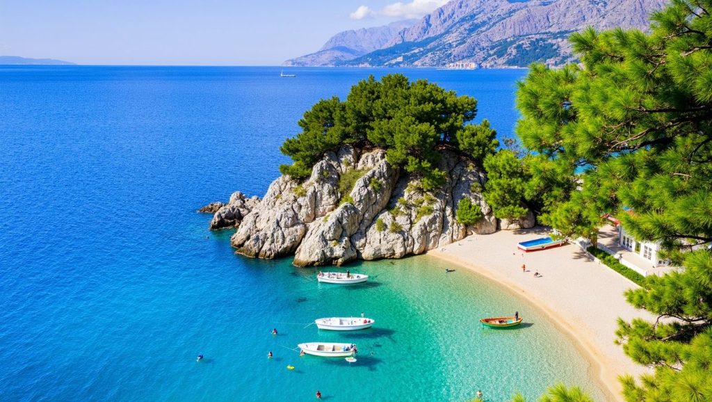 Vista del litoral en Mramorna, Croacia