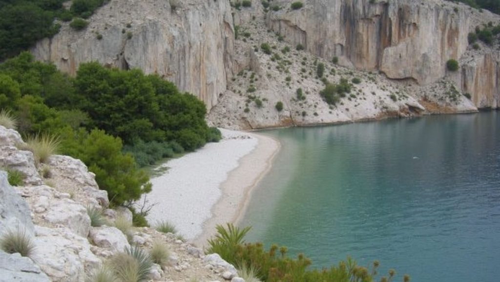 Vista del entorno de Nudist beach, Trstenik, Croacia