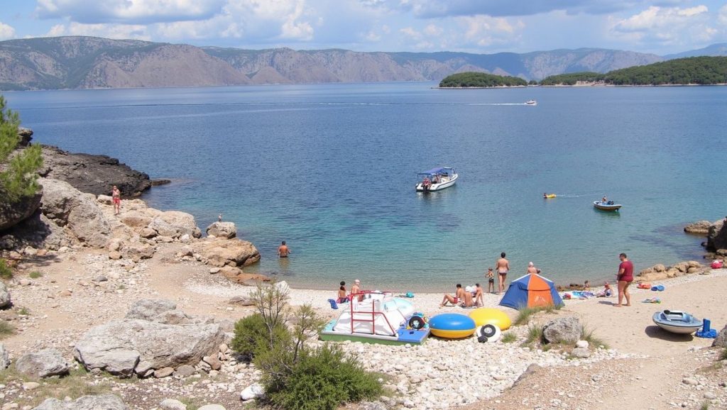 Textura de arena en Nudistička plaža Sv.Petar, Croacia, Croacia
