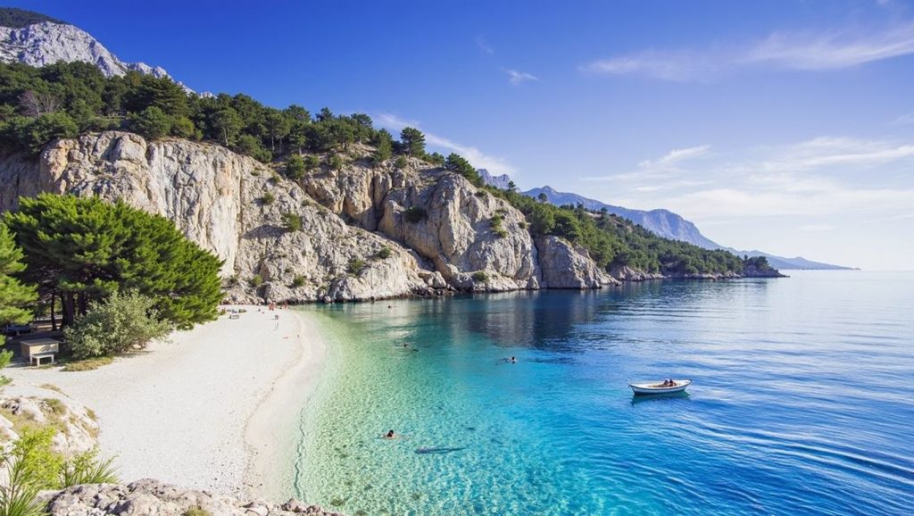 Playa Nugal desde la arena, Makarska, Hvar