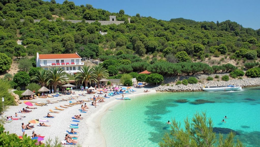 Orilla tranquila de Nugal, playa de Makarska