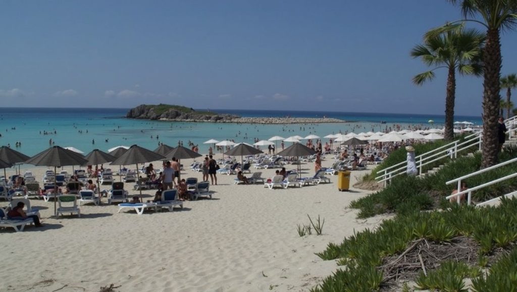 Vista amplia de Orphani Beach en ?, Chipre