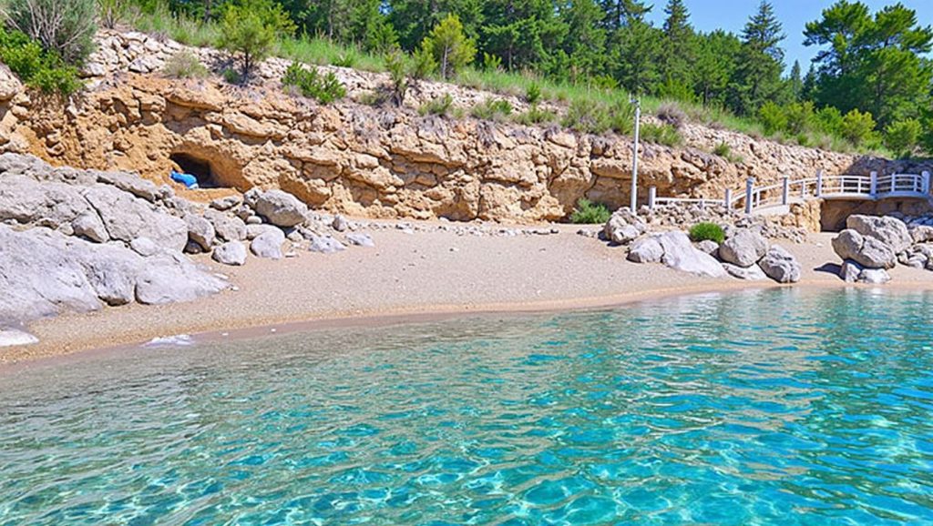 Vista del litoral en Paklina, Croacia