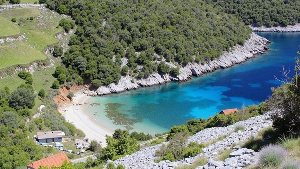 Amplio horizonte marino en Pavija Luka, Croacia