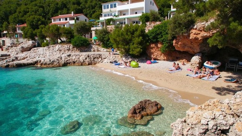 Oleaje en la orilla de Petarčica, costa de Croacia