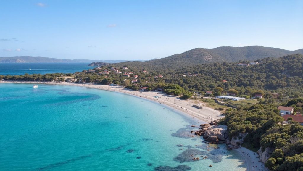 Orilla tranquila de Petite Plage de Cala Rossa, playa de Porto-Vecchio