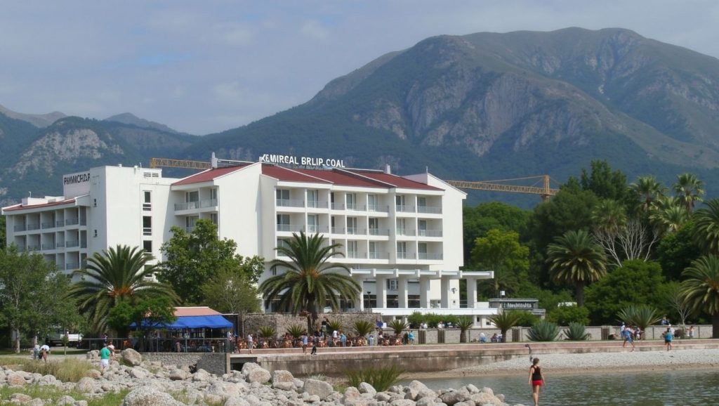 Oleaje en la orilla de Petrovac Beach, costa de Bar