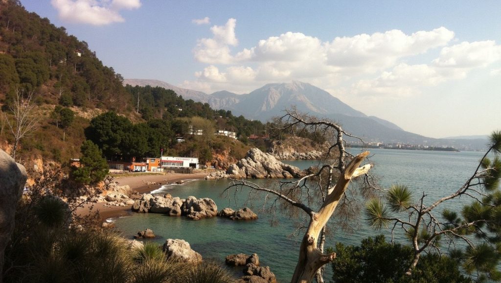 Detalle de arena y agua en Petrovac Beach, Bar