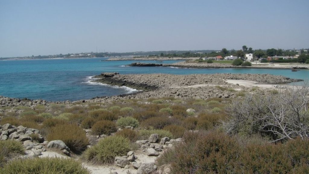 Orilla de Phinikoudes con olas suaves en ?