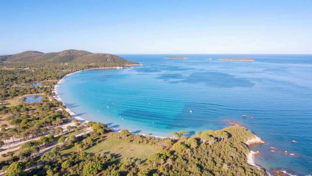 Vista amplia de Pinarellu en Porto-Vecchio, Córcega
