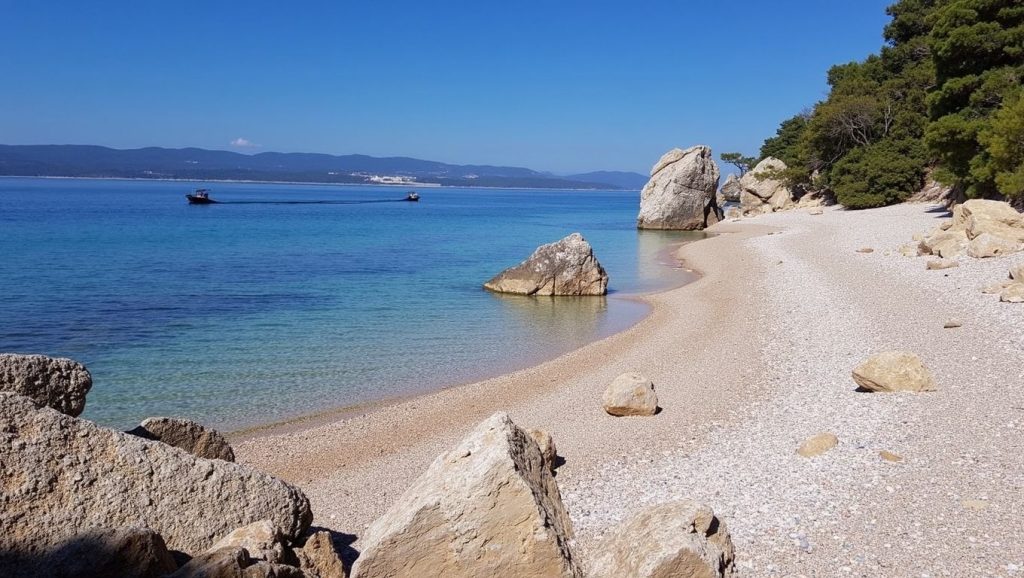 Panorámica de Pisak beach con cielo despejado, Croacia