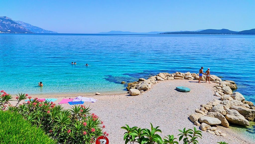 Panorámica completa de Pisak beach, playa de Croacia