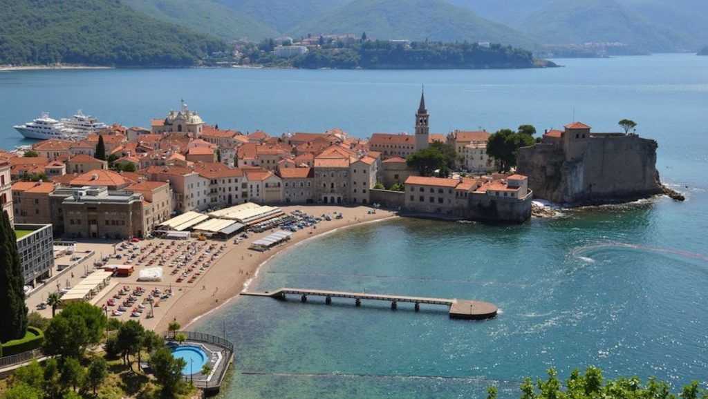 Vista del litoral en Pizana, Budva