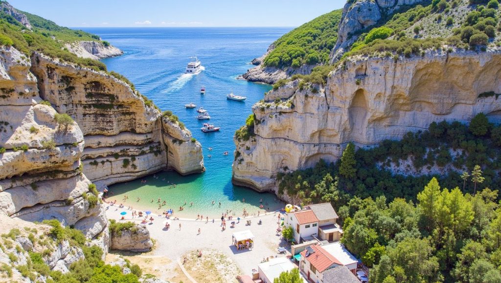 Orilla tranquila de Pizdica, playa de Grad Komiža