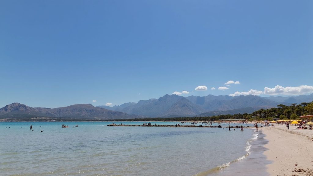 Arena y orilla en Plage de Baracci, Propriano, Córcega