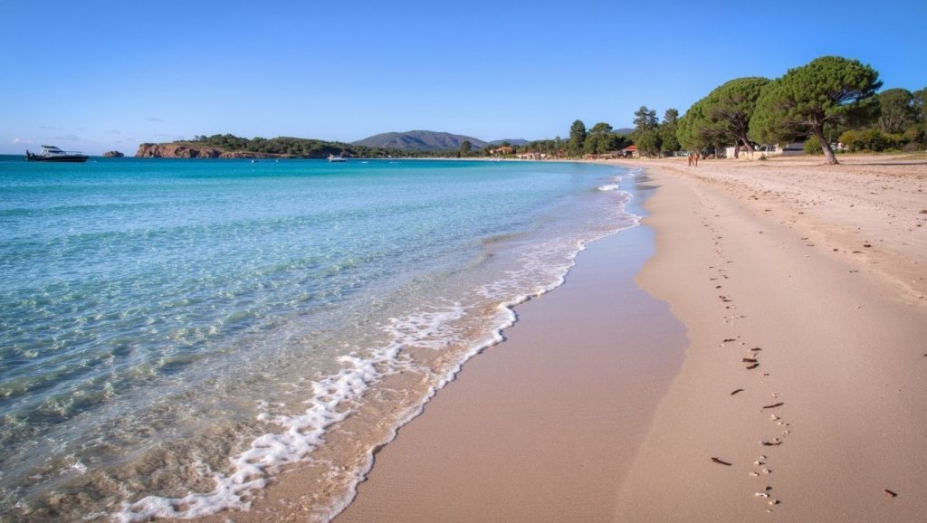 Orilla tranquila de Plage de Canella, playa de Lecci