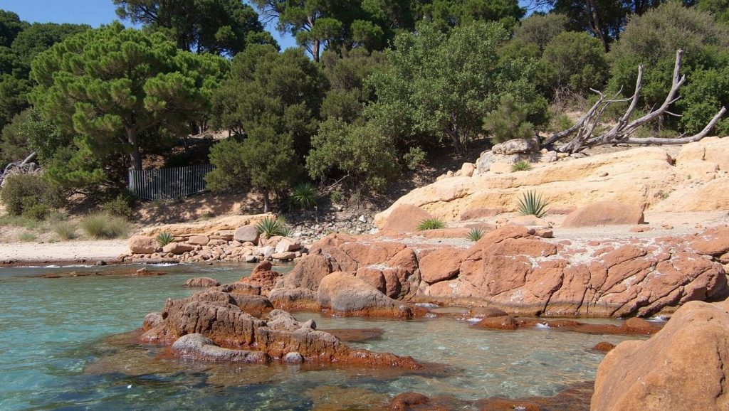 Vista amplia de Plage de Farinole en Bastia, Córcega