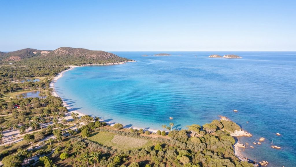Vista amplia de Plage de Ficaghjola en Cap Corse, Córcega