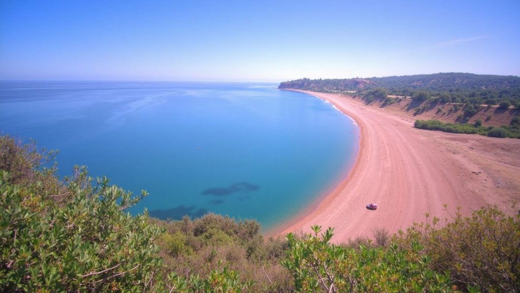 Vista amplia de Plage de Rondinara en Rondinara, Córcega