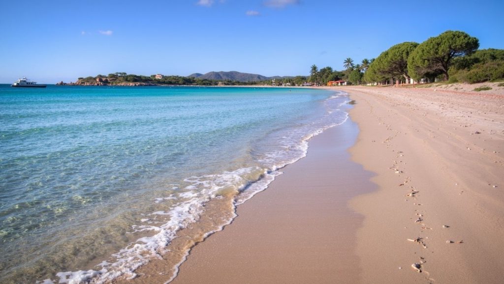 Orilla de Plage de Saint-Cyprien con olas suaves en Porto-Vecchio