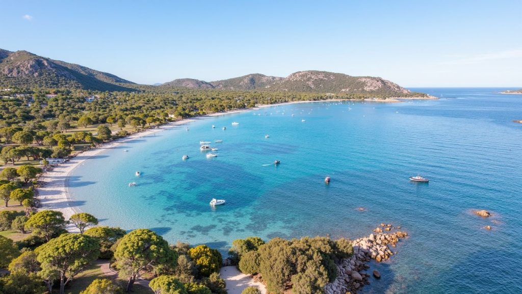 Línea de costa en Plage du Roncu, Calvi