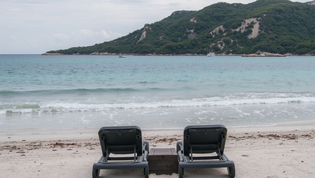 Arena y orilla en Plage du Ruesco, Propriano, Córcega