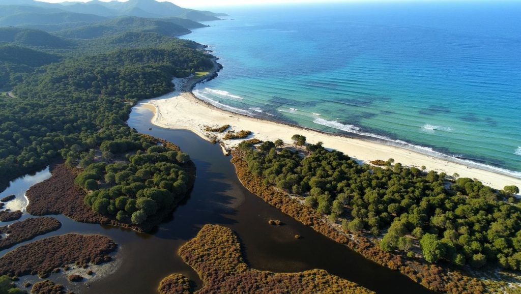 Panorámica completa de Plage du Ruesco, playa de Propriano