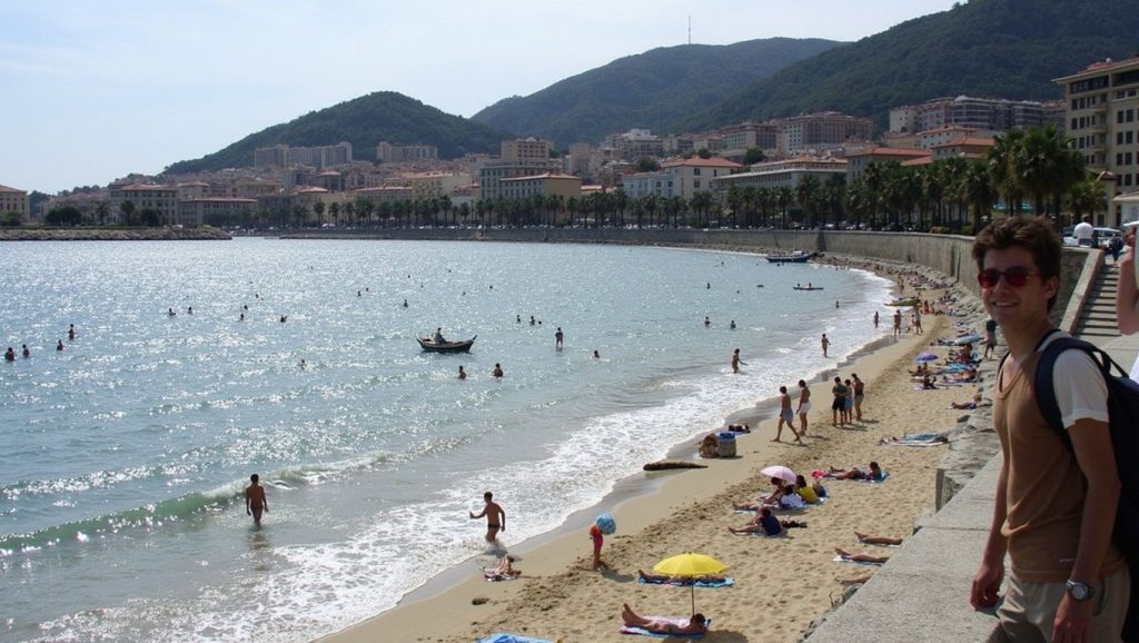 Línea de costa en Plage du Ruppione, Ajaccio