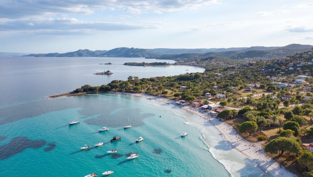 Panorámica de Plage naturiste de Riva Bella con cielo despejado, Cap Corse