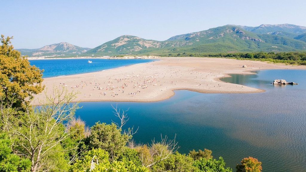 Arena fina en Plage Thia, Porto-Vecchio, Córcega