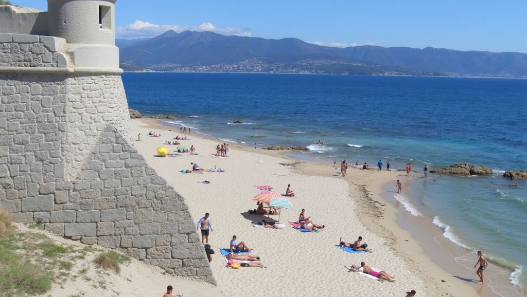 Playa Plage Trottel desde la arena, Ajaccio, Córcega