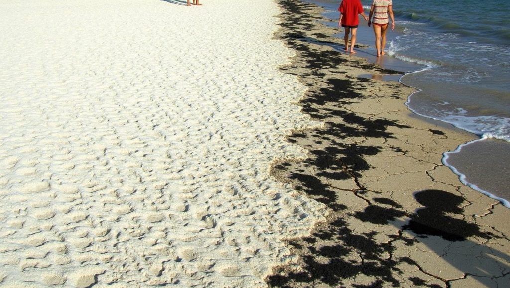 Vista amplia de Playa del Barco Hundido en Santa Lucía, Cuba