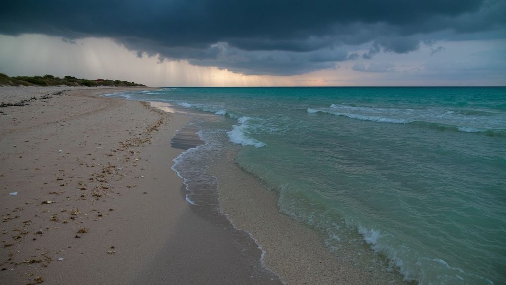 Playa Chivo desde la arena, Playas del Este, Cuba
