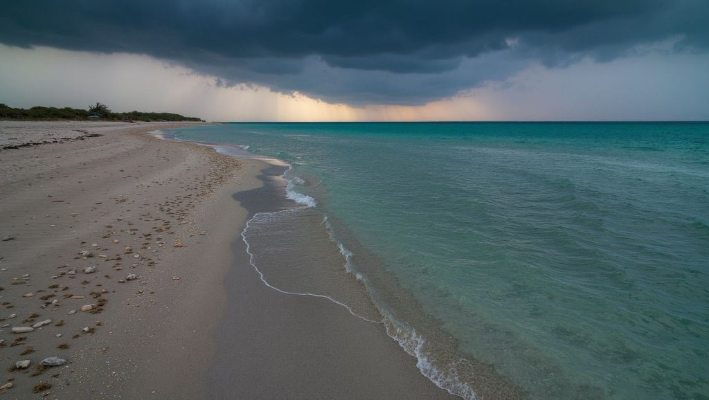 Playa Nima Nima desde la arena, Santiago de Cuba, Cuba