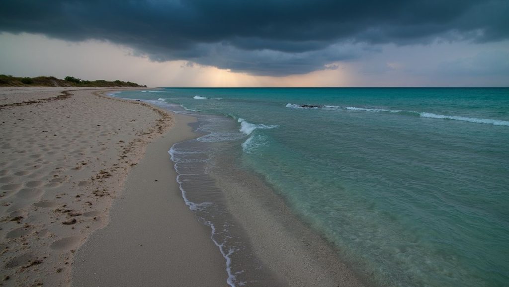 Vista del litoral en Playa República Democrática Alemana, Bahía de Cochinos