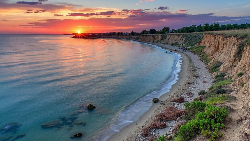 Orilla de Plaža Bilotinjak con olas suaves en Croacia